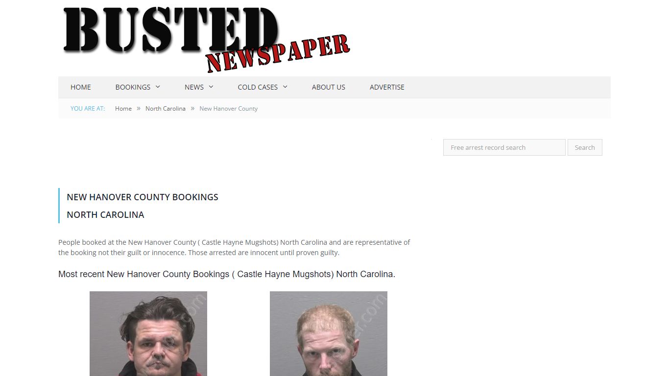 New Hanover County, NC ( Castle Hayne NC ) Mugshots - BUSTED NEWSPAPER