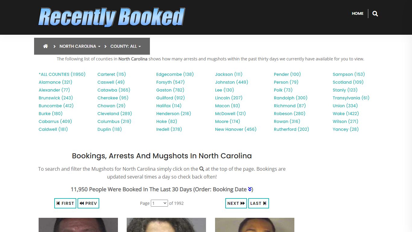 Bookings, Arrests and Mugshots in New Hanover County, North Carolina